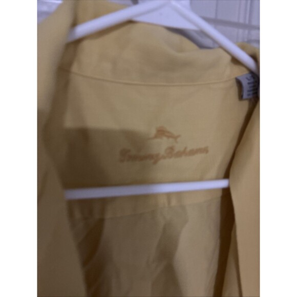 Tommy Bahama Shirt L Silk Blend Yellow Pocket Beach Button Up Short Sleeve Mens - Picture 7 of 9